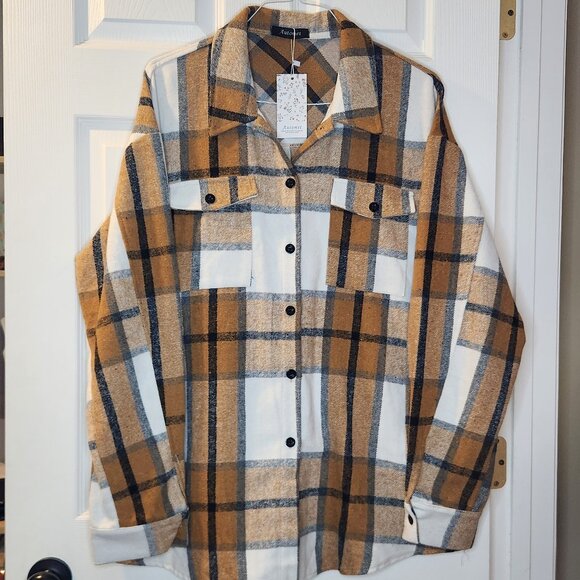 Automet Womens 2XL Plaid Shacket Flannel - Picture 1 of 8